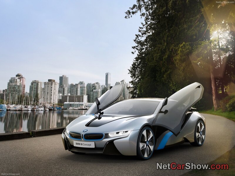 Silver Concept Car — City Skyline