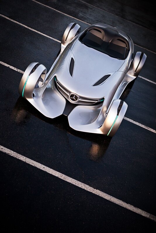 Silver Concept Car — Dramatic, 3d Render, Asphalt, White Lines