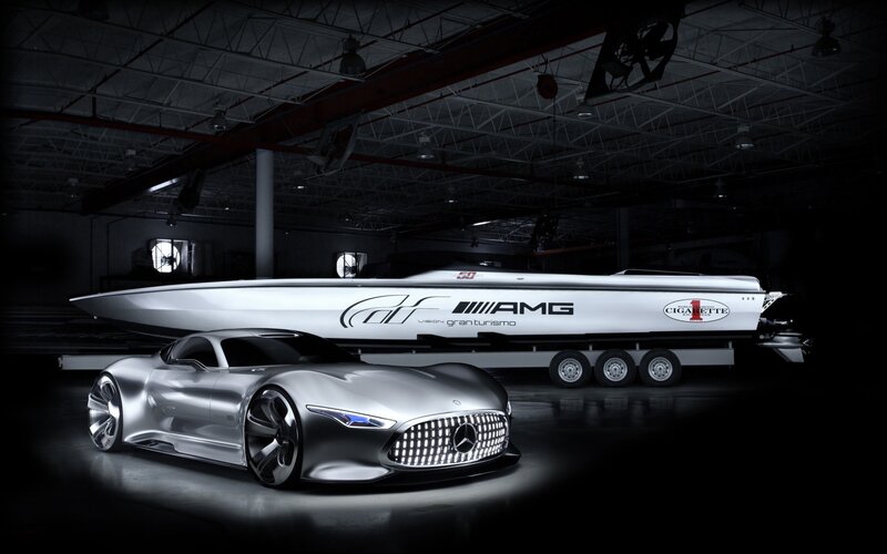 Silver Concept Car — Dramatic, 3d Render, Boat