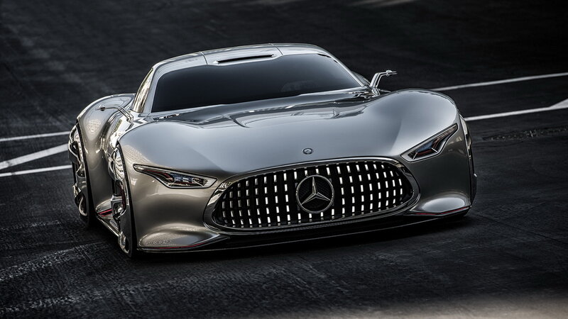 Silver Concept Car — Dramatic, 3d Render, Grille, Headlights, Track