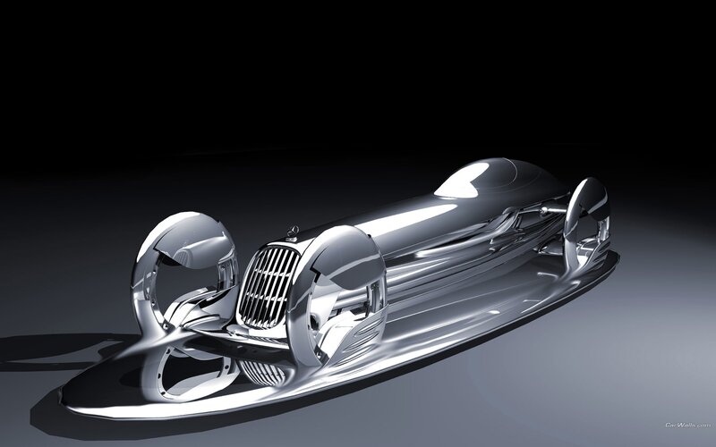 Silver Concept Car — Dramatic, 3d Render, Grille, Wheels, Seat