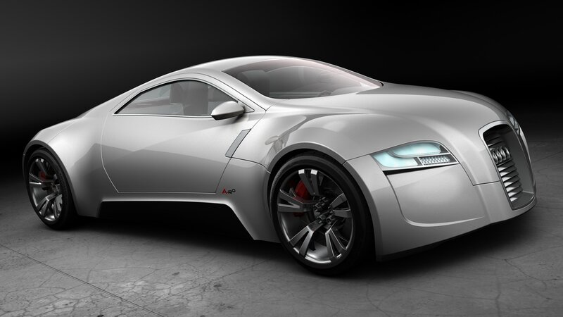 Silver Concept Car — Dramatic, 3d Render, Headlight, Wheel