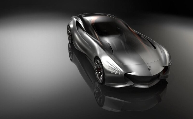 Silver Concept Car — Dramatic, 3d Render, Reflection, Logo