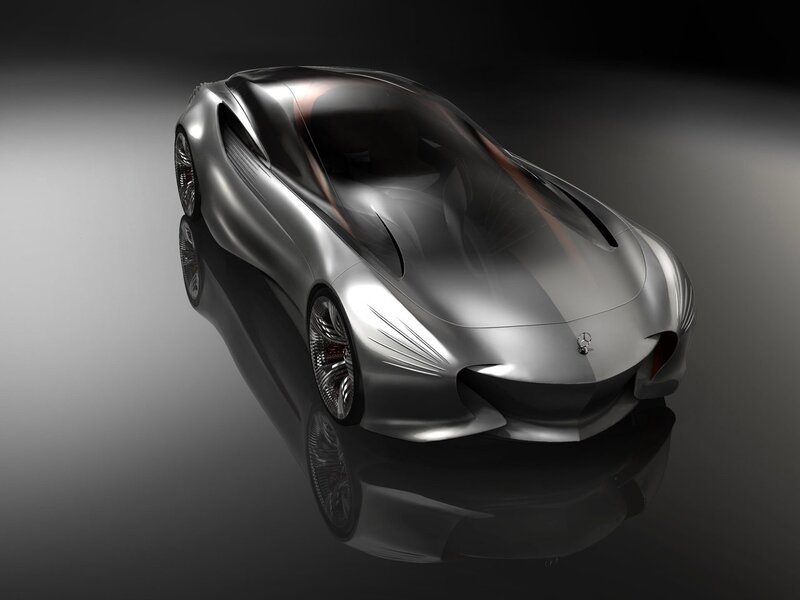 Silver Concept Car — Dramatic, 3d Render, Reflection, Studio