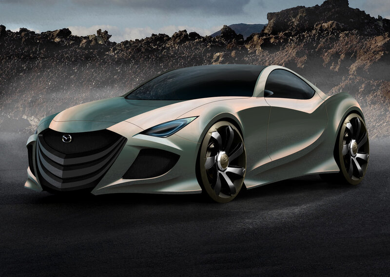 Silver Concept Car — Dramatic, 3d Render, Rocky Landscape