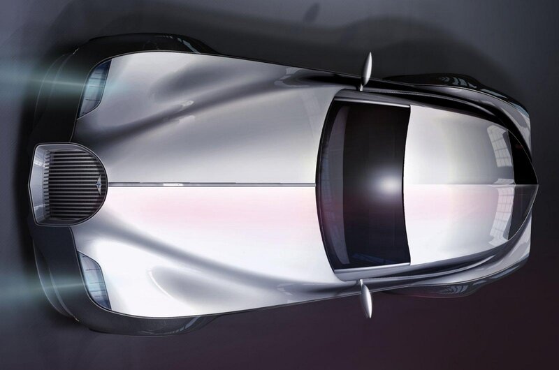 Silver Concept Car — Dramatic, 3d Render, Roof