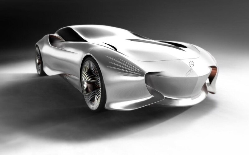 Silver Concept Car — Dramatic, 3d Render, Wheel, Logo