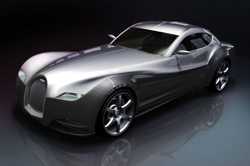 Silver Concept Car — Dramatic, 3d Render, Wheels