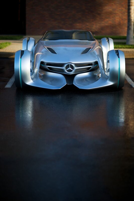 Silver Concept Car — Dramatic, Afternoon, 3d Render, Brick Wall