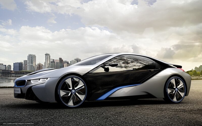 Silver Concept Car — Dramatic, Afternoon, Photograph, City Skyline