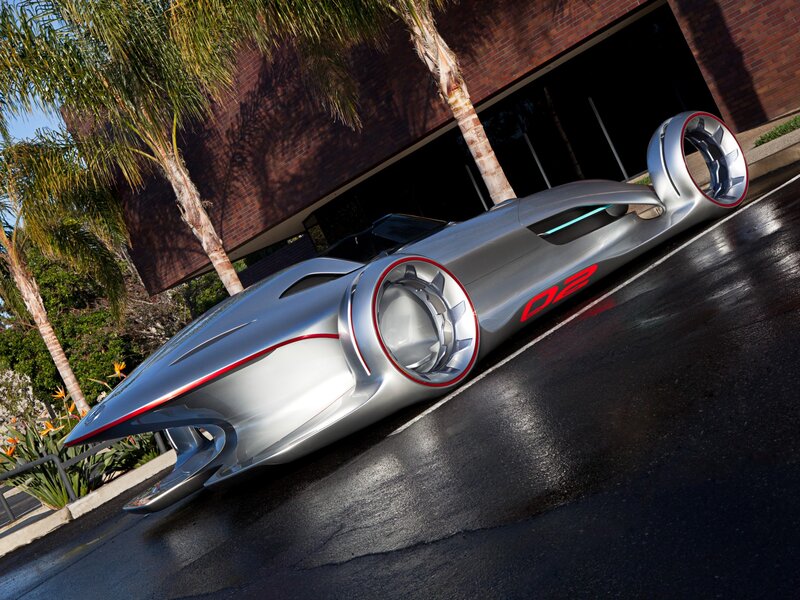 Silver Concept Car — Dramatic, Afternoon, Photograph, Palm Trees