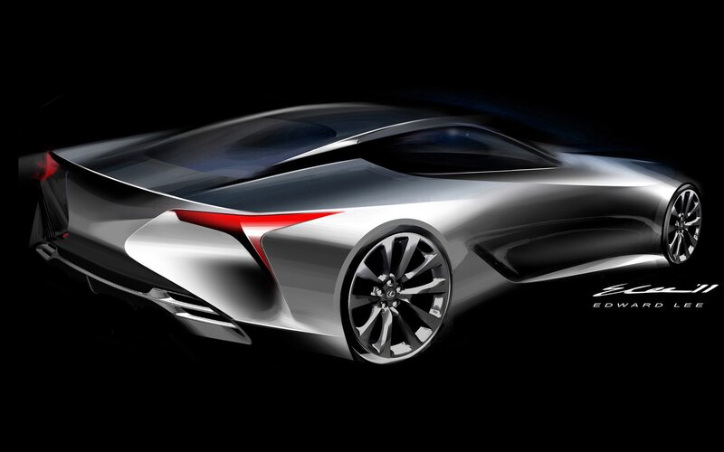 Silver Concept Car — Dramatic, Digital Art, Red Taillight