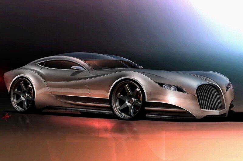Silver Concept Car — Dramatic, Digital Art