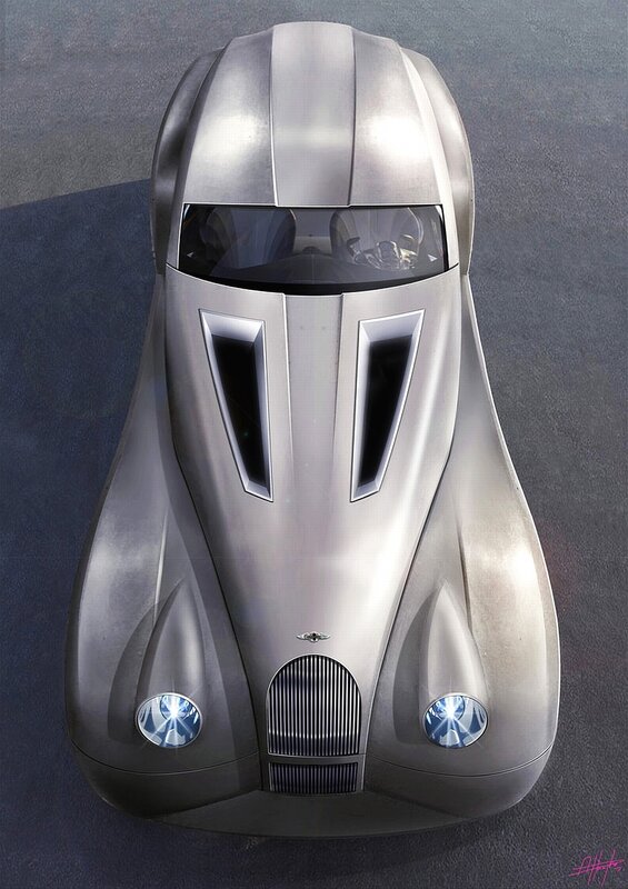 Silver Concept Car — Dramatic, Digital Art, Windshield