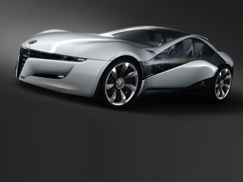 Silver Concept Car — Dramatic, Headlight