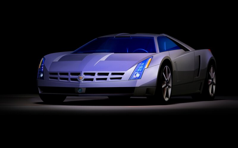 Silver Concept Car — Dramatic, Night, 3d Render, Headlights, Grille, Wheels
