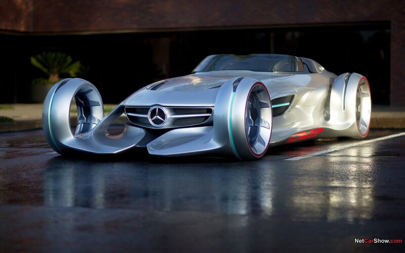 Silver Concept Car — Dramatic, Night, 3d Render, Road, Building