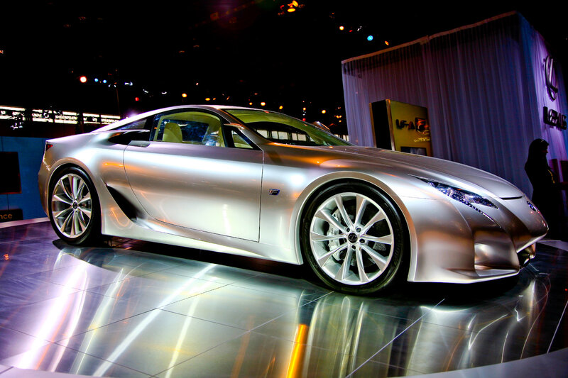 Silver Concept Car — Dramatic, Night, Photograph, Car Show
