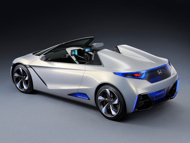 Silver Concept Car — Dramatic, Photograph, Blue Lights, Convertible