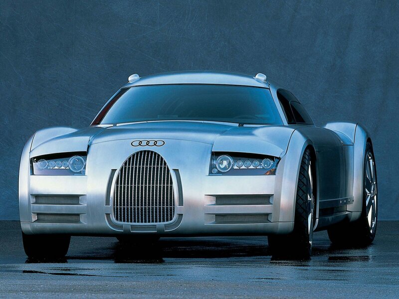 Silver Concept Car — Dramatic, Photograph, Grille, Headlights, Blue