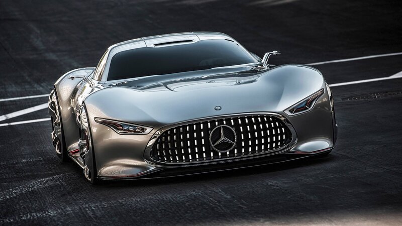 Silver Concept Car — Dramatic, Photograph, Grille, Headlights, Track