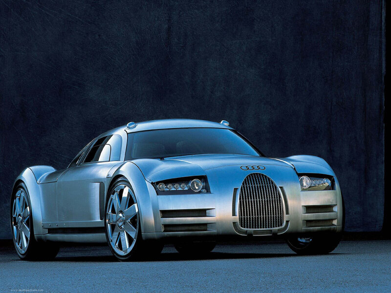 Silver Concept Car — Dramatic, Photograph, Grille, Wheels, Blue