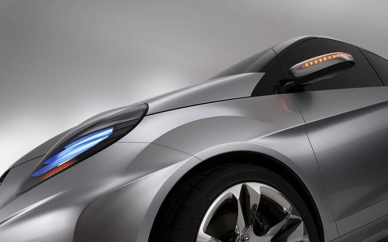 Silver Concept Car — Dramatic, Photograph, Headlight, Side Mirror