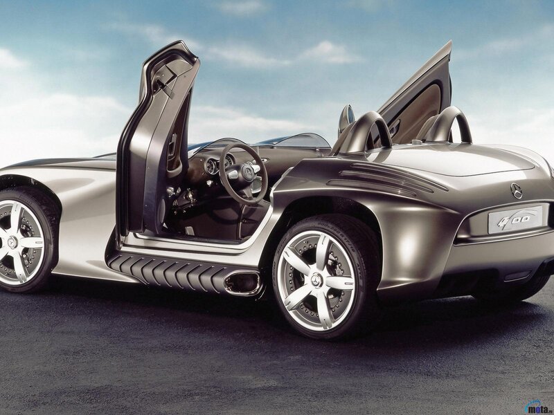 Silver Concept Car — Dramatic, Photograph, Open Doors
