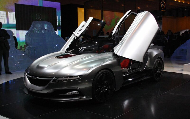 Silver Concept Car — Dramatic, Photograph, People, Car Show