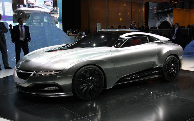 Silver Concept Car — Dramatic, Photograph, People