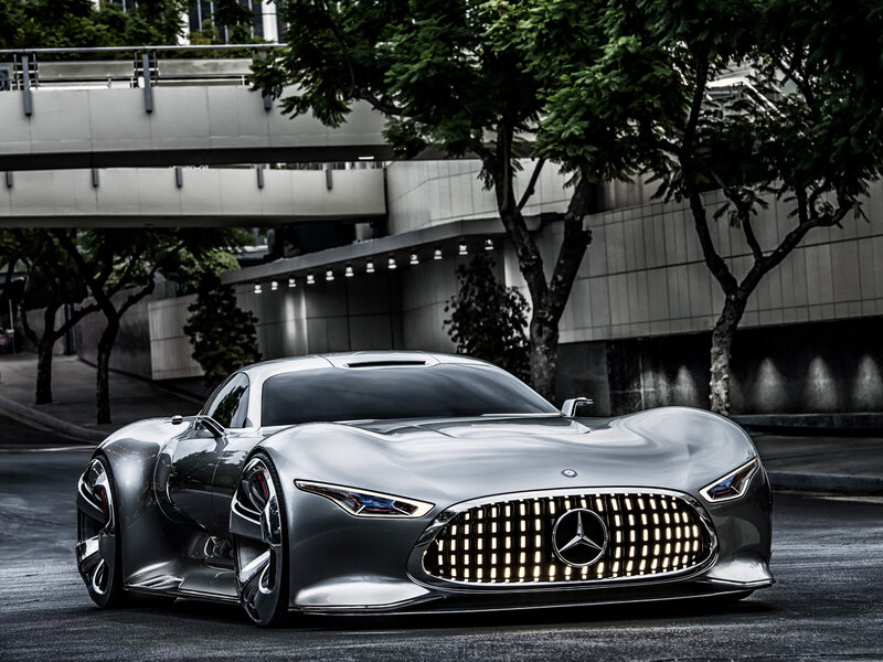 Silver Concept Car — Dramatic, Photograph, Trees, Overpass