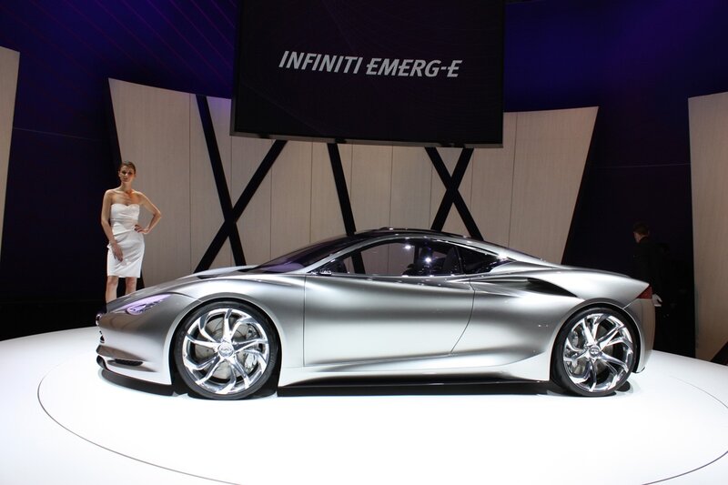 Silver Concept Car — Dramatic, Photograph, Woman in White Dress