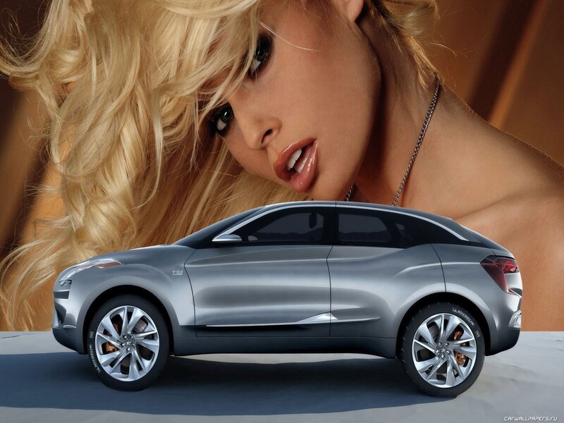 Silver Concept Car — Dramatic, Photograph, Woman