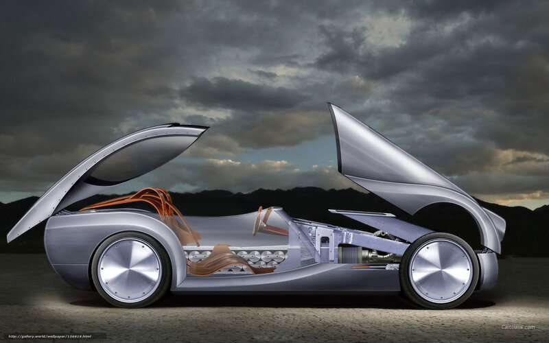 Silver Concept Car — Dramatic, Sunset, 3d Render, Mountains