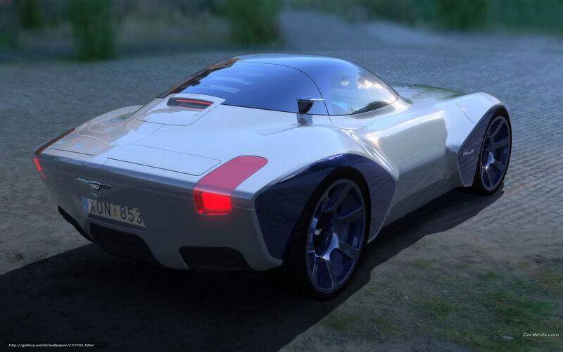 Silver Concept Car — Dramatic, Sunset, 3d Render, Road, Taillight
