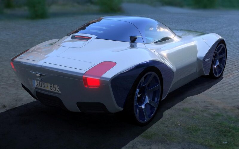 Silver Concept Car — Dramatic, Sunset, 3d Render