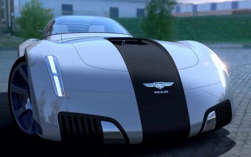 Silver Concept Car — Dramatic, Sunset, Digital Art