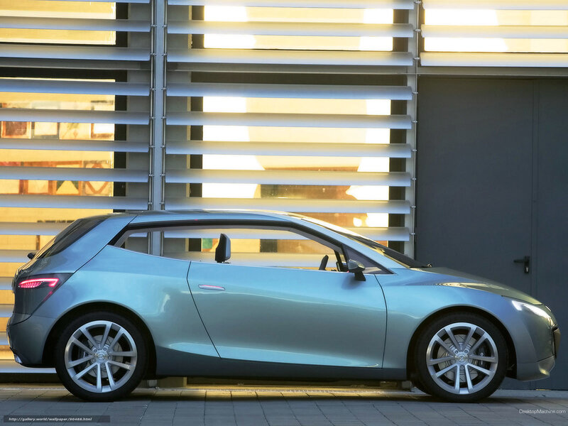 Silver Concept Car — Dramatic, Sunset, Photograph, Building