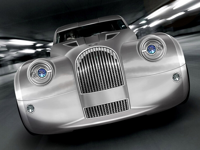 Silver Concept Car — Dynamic, 3d Render, Grille