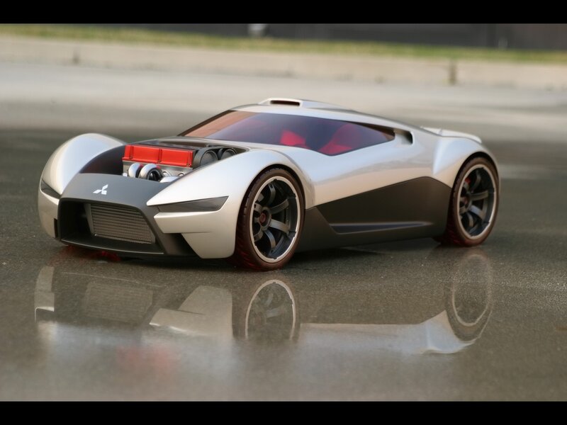 Silver Concept Car — Dynamic, 3d Render, Red Engine