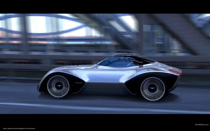Silver Concept Car — Dynamic, Night, 3d Render