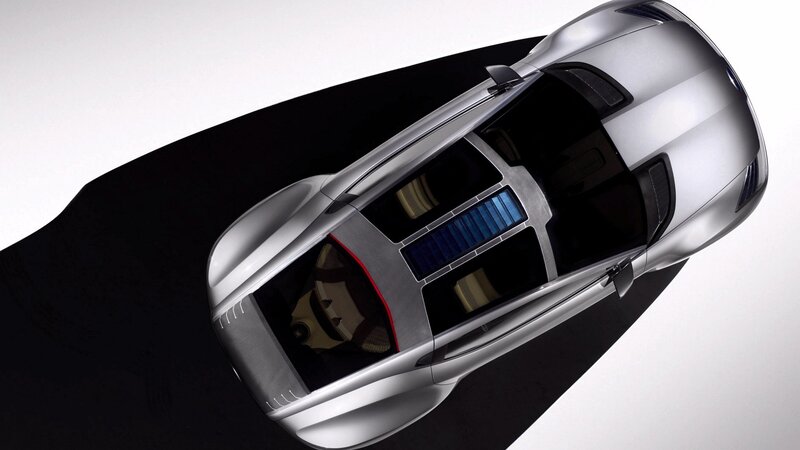 silver concept car from above