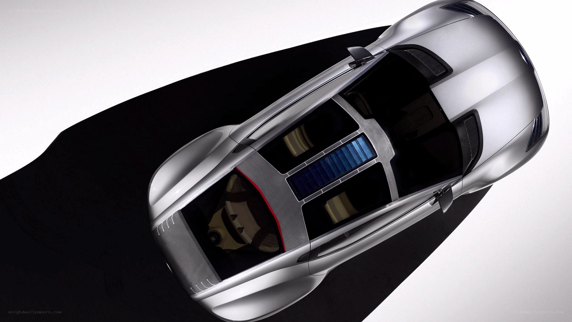 silver concept car from above