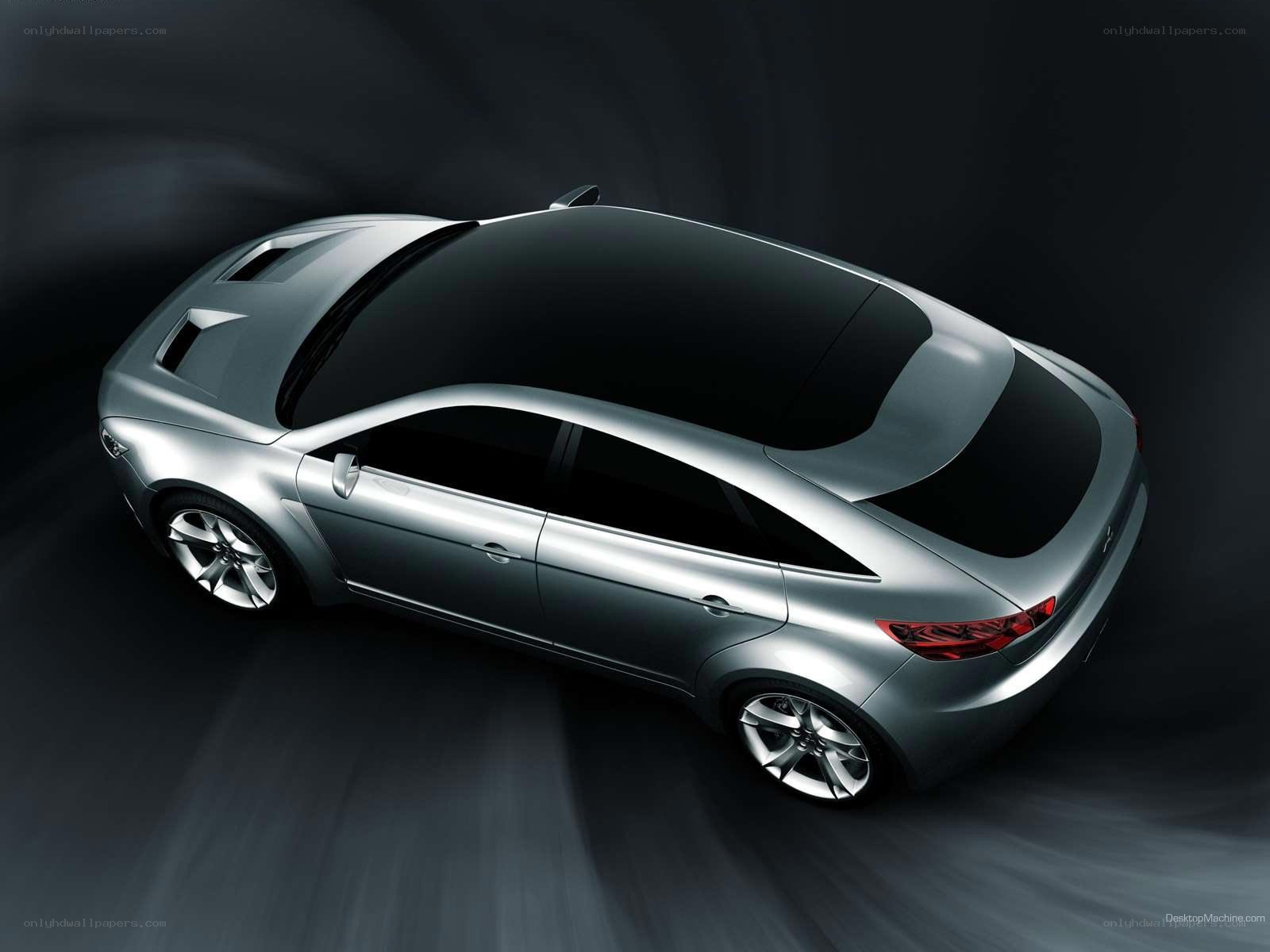 silver concept car from above