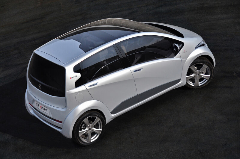 Silver concept car from above