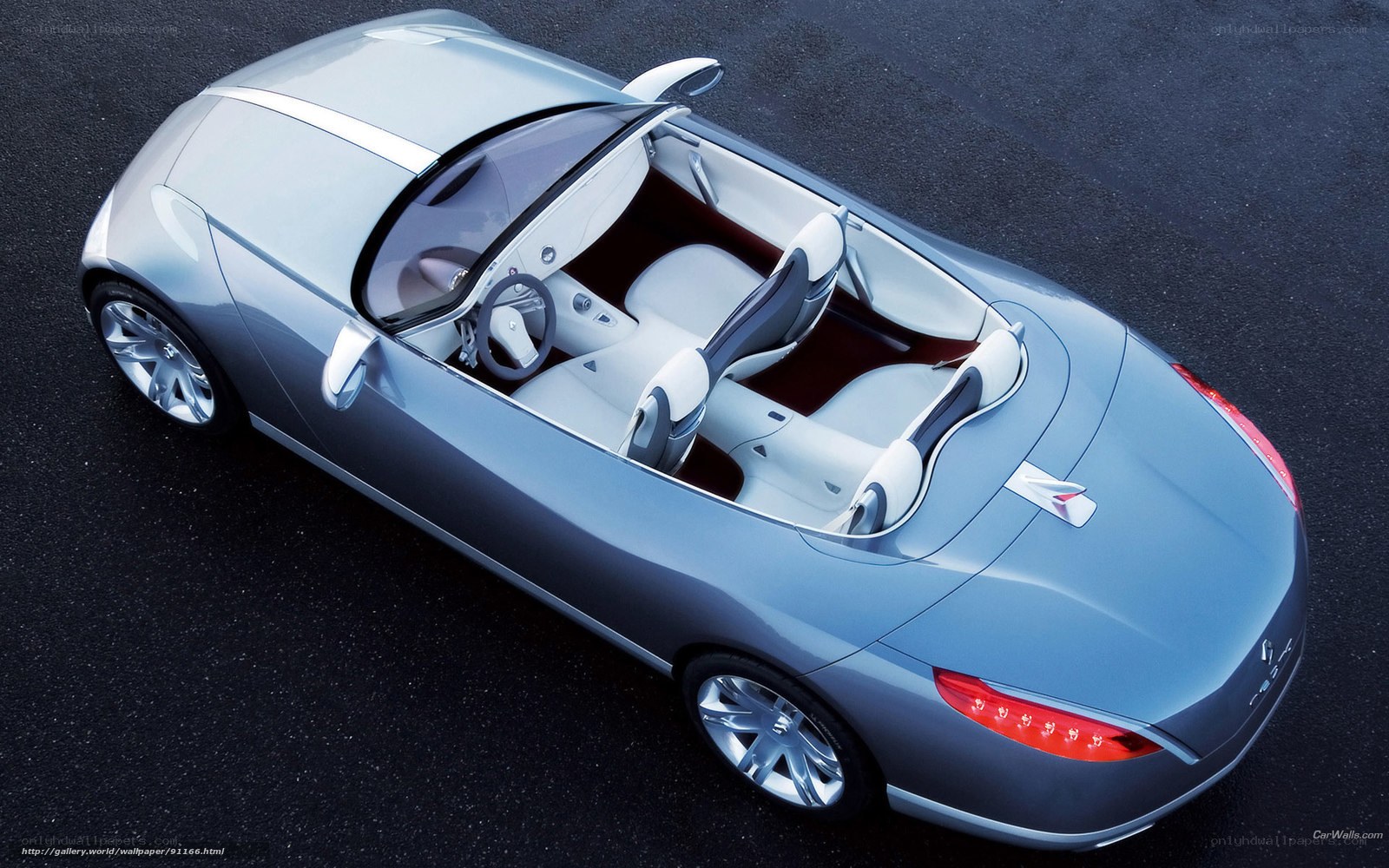 Silver concept car from above