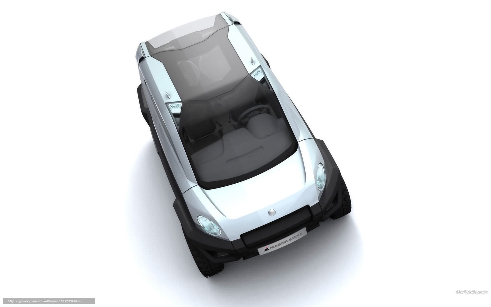 silver concept car from above