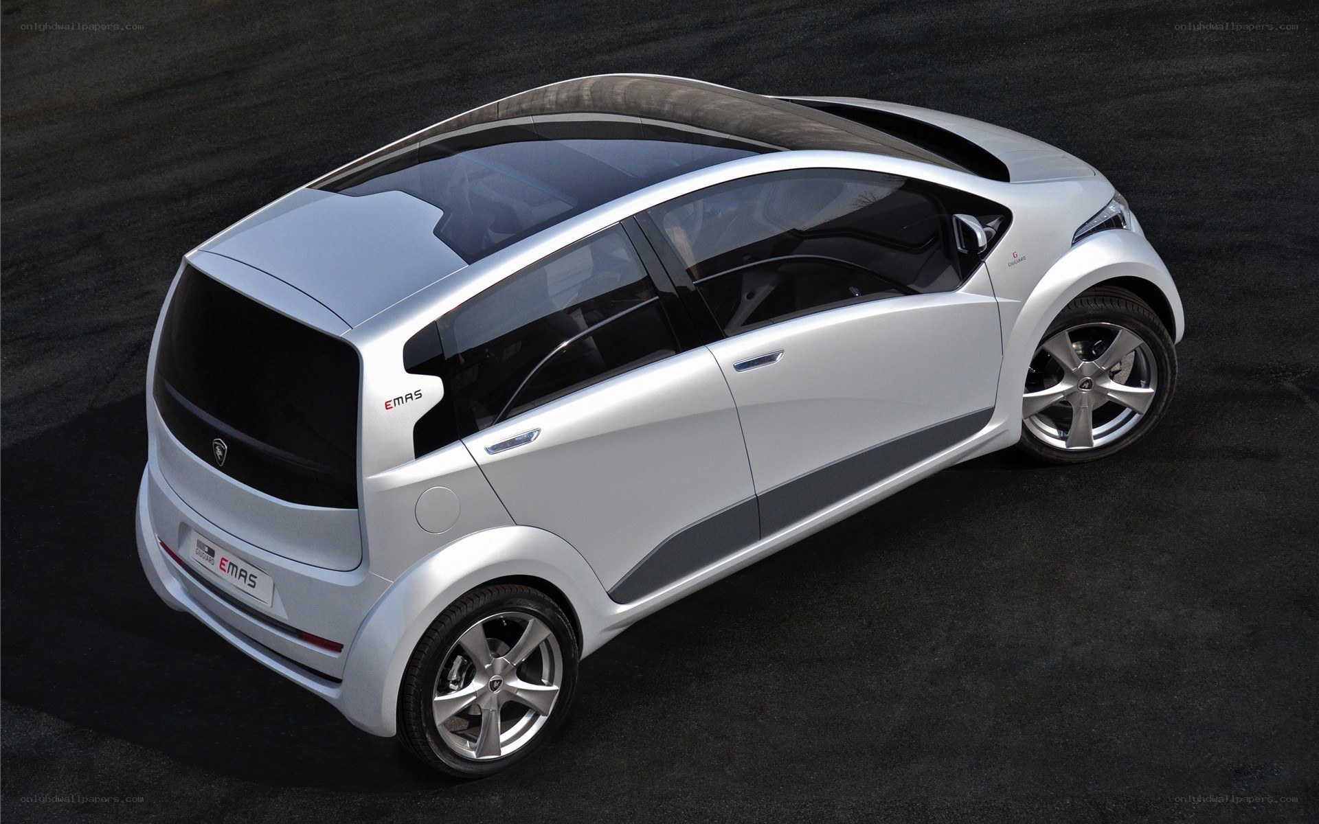 Silver concept car from above