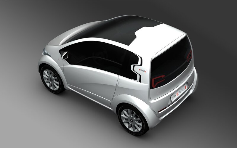 Silver concept car from above