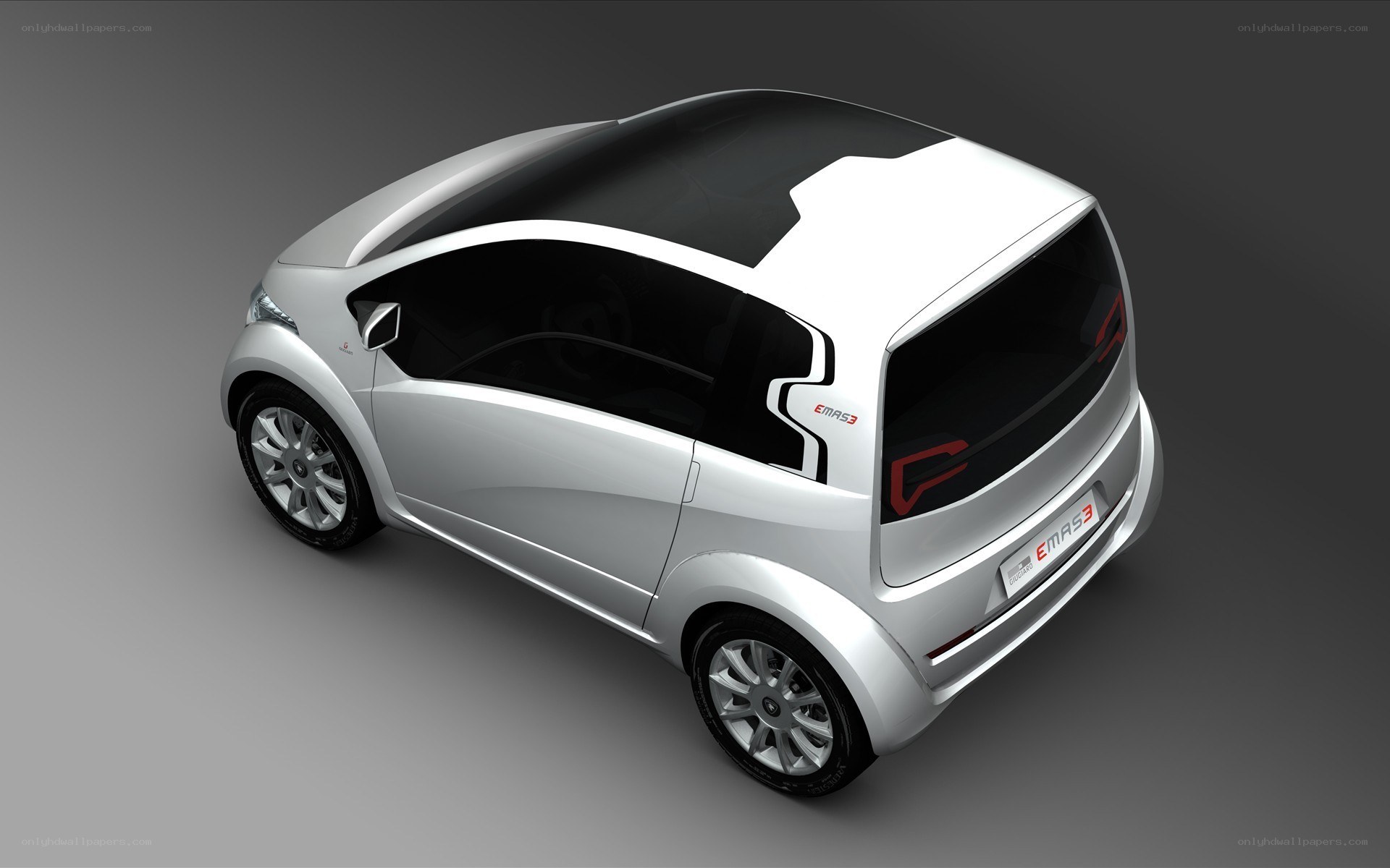 Silver concept car from above